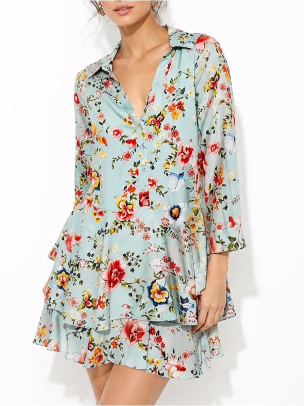 Alice + Olivia Nodh Moore Floral Silk Mini Dress